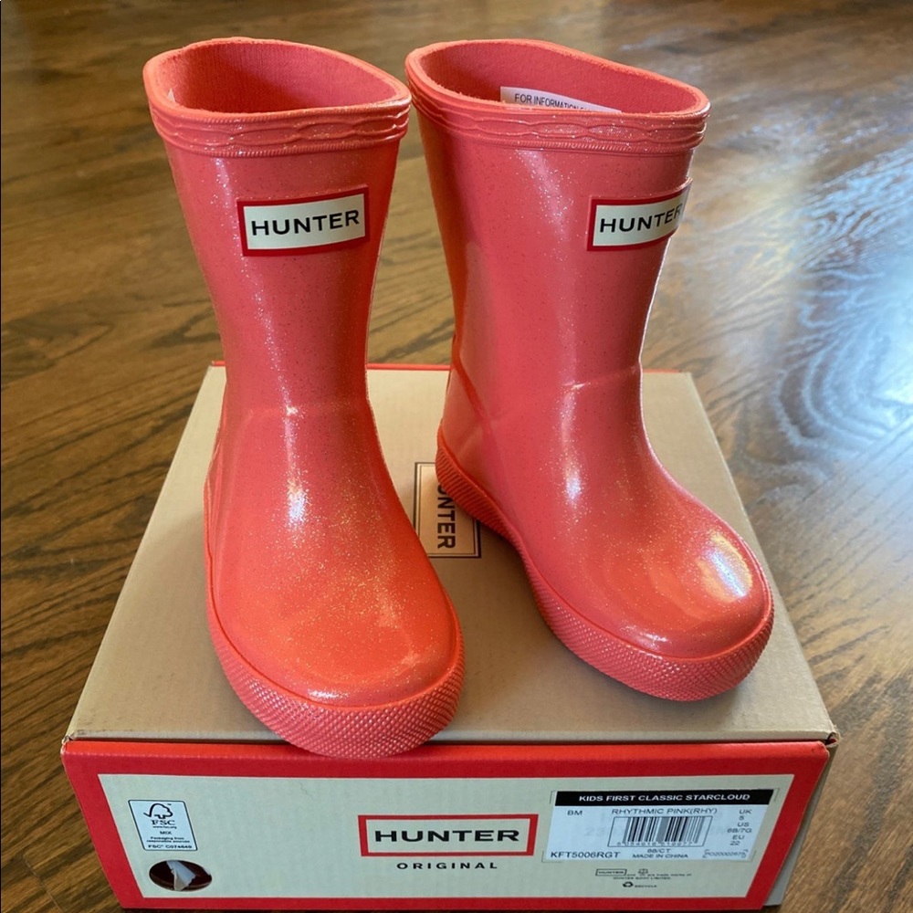 Hunter Rain Boots Pink Sparkle Toddler size 7